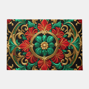 Green Red Decorative Holiday Doormat