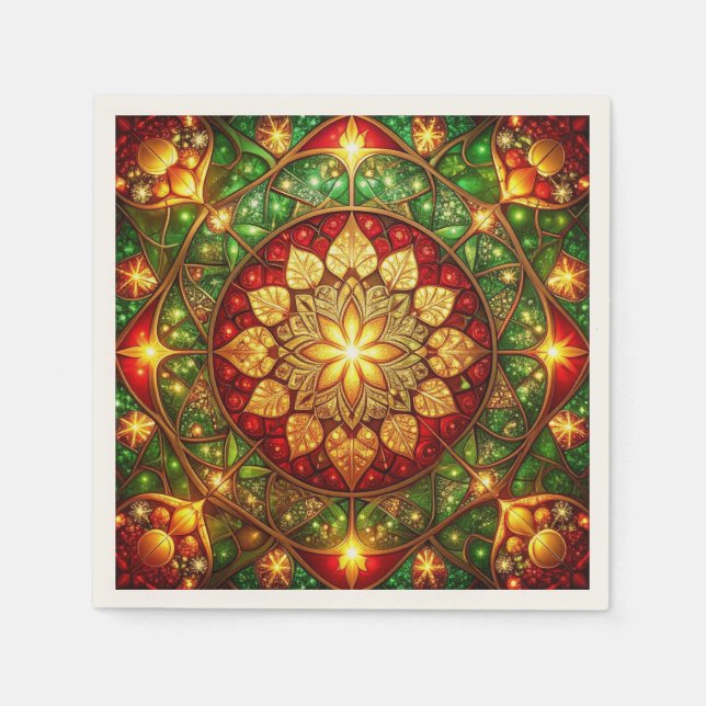 Green Red Decorative Holiday Napkin (Front)
