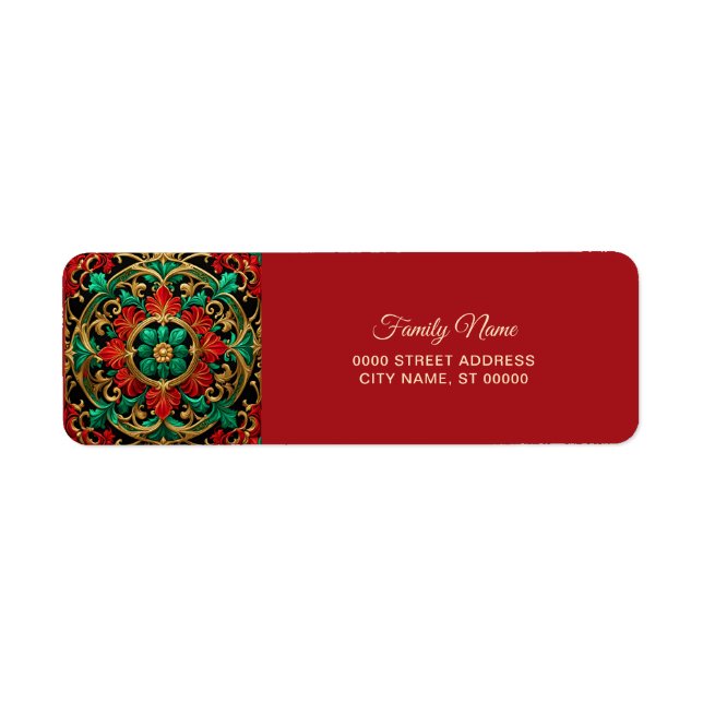 Green Red Decorative Holiday Return Address (Front)