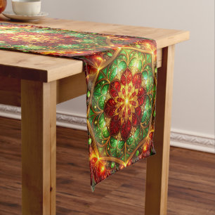 Green Red Decorative Holiday Table Runner