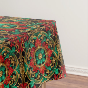Green Red Decorative Holiday Tablecloth