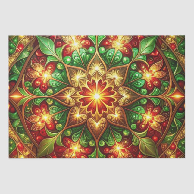 Green Red Decorative Holiday Tissue Paper (Front)