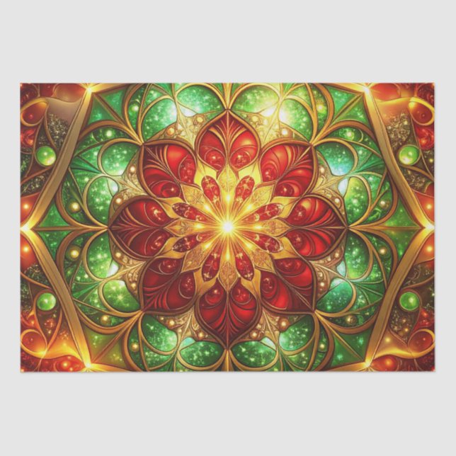 Green Red Decorative Holiday Tissue Paper (Front)