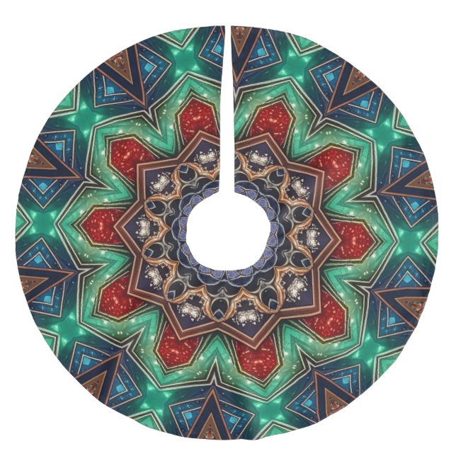 Green Red Decorative Tree Skirt (Front)