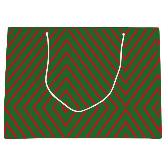 Green & Red Diagonal Lines Gift Bag (Front)