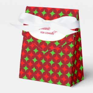Green Red Diamond Star Pattern on Red Thank You Favour Box
