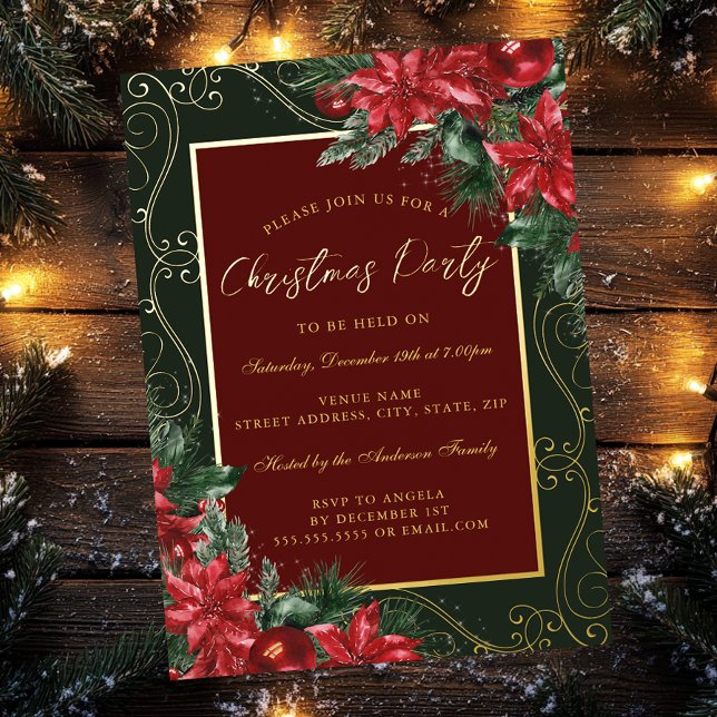 Green Red Festive Floral Frame Christmas Party (Creator Uploaded)