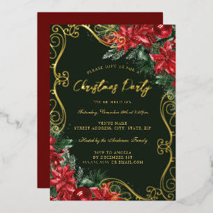 Green Red Festive Floral Swirl Christmas Party