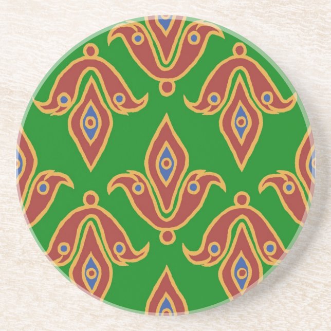 Green, Red, Fleur-de-lys Coaster (Front)