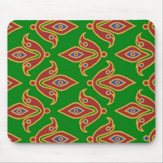 Green, Red, Fleur-de-lys Mousepad