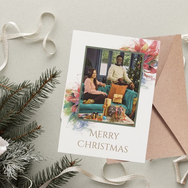 Green Red Floral Illustration Christmas greeting Invitation (1)