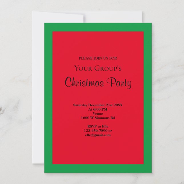 Green/Red Framed Christmas Party Invitation (Front)