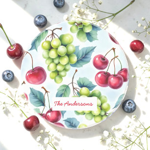 Green Red Fruit Food Pattern Grapes Cherry  Coaster