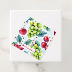 Green Red Fruit Food Pattern Grapes Cherry Favour Tags