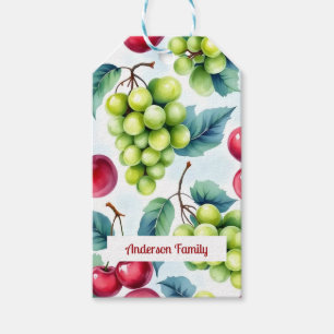 Green Red Fruit Pattern Cherry Grapes Gift Tags