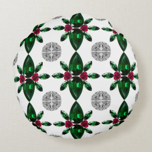 Green & Red Gemstone Pattern Pillow