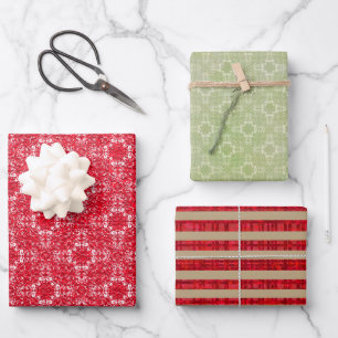 Green, Red, Gold and White Vintage Wrapping Paper