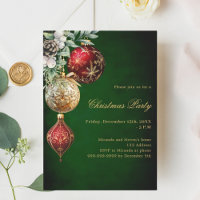 Green red gold baubles Christmas Party
