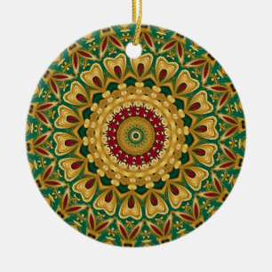 Green Red Gold Decorative Christmas Holiday Ceramic Tree Decoration