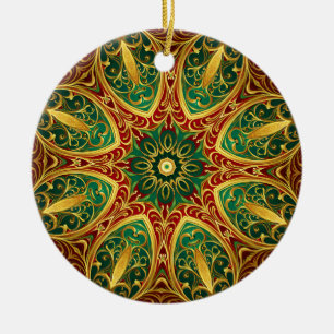 Green Red Gold Decorative Christmas Holiday Ceramic Tree Decoration