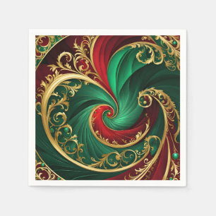 Green Red Gold Decorative Christmas Holiday Napkin