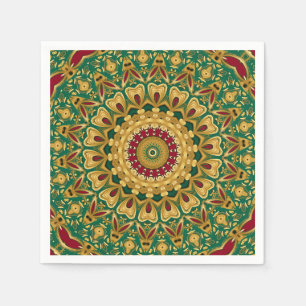 Green Red Gold Decorative Christmas Holiday Napkin
