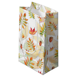 GREEN RED GOLD ORANGE AUTUMN LEAVES SMALL GIFT BAG