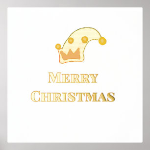 Green red hat merry Christmas add name text name Foil Prints