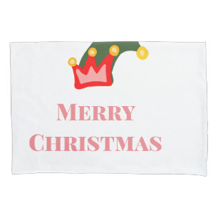 Green red hat merry Christmas add name text name Pillowcase