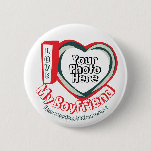 Green Red Heart I love My Boyfriend 6 Cm Round Badge