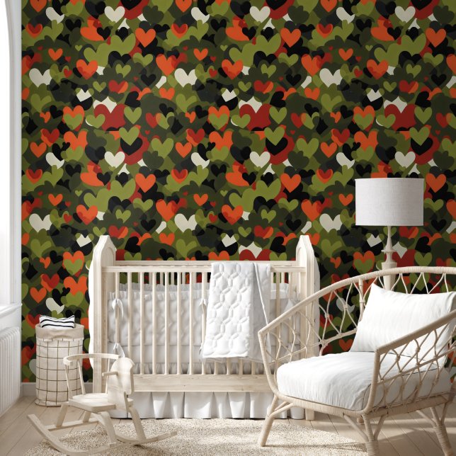 Green Red Heart Pattern Wallpaper (Kids)