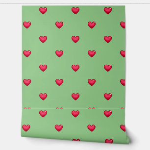 Green red heart Peel and Stick Modern Wallpaper