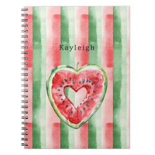 Green Red Heart Watermelon Notebook