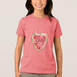 Green Red Heart Watermelon  Tri-Blend Shirt