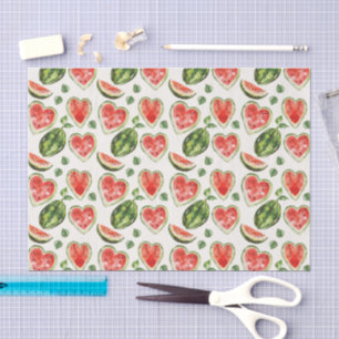 Green Red Heart Watermelons Birthday Tissue Paper