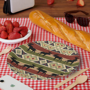 Green Red Ivory Ochre Ethnic Look Paper Plate