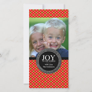 Green Red "JOY TO THE WORLD" Holiday Photo Card