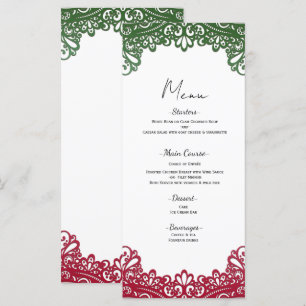 Green & Red Lace Elegant Fiesta White Wedding Menu