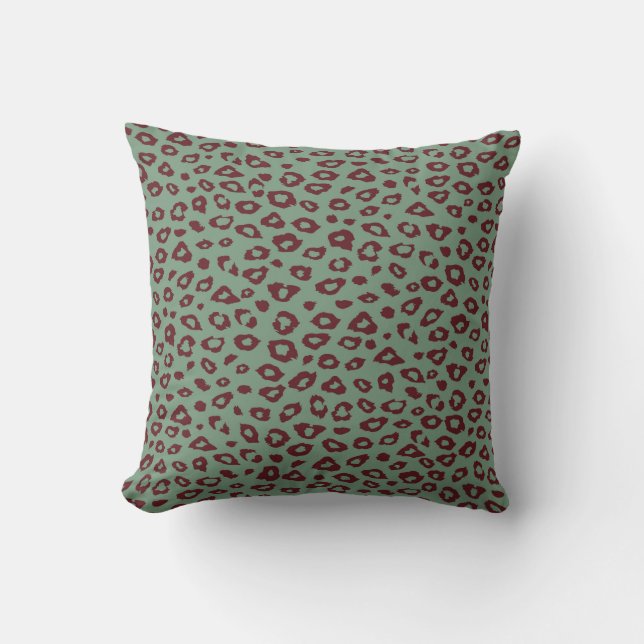 Green Red Leopard Print Cushion (Front)