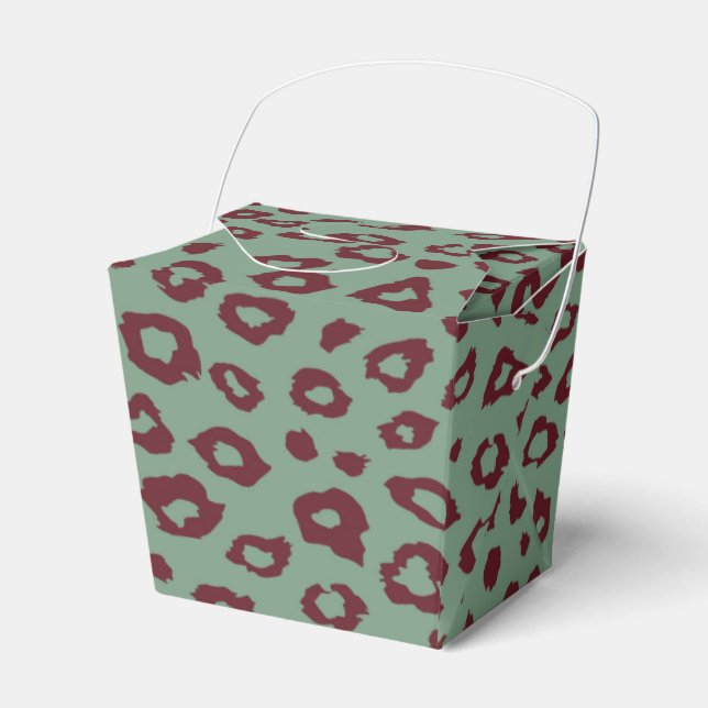 Green Red Leopard Print Favour Box (Front Side)