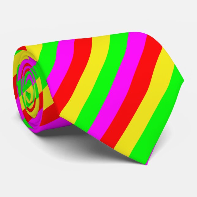 green red magenta yellow tie (Rolled)