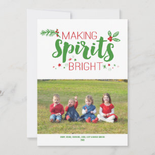Green & Red Making Spirits Bright 2015 Holiday Card