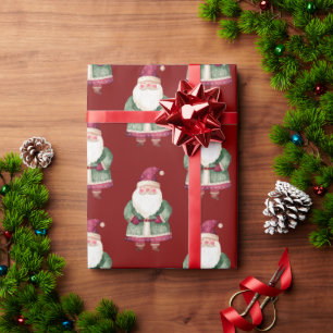 Green Red Merry Christmas Santa Wrapping Paper