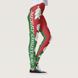 Green & Red Merry Christmas Women's Leggings