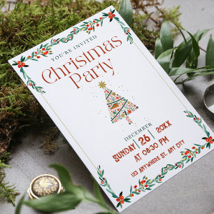 Green Red Modern Christmas Party  Invitation