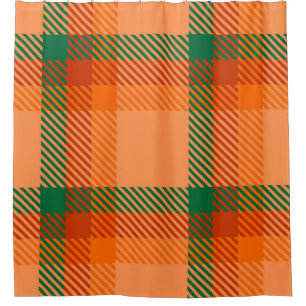 Green, Red, Orange and Beige Tartan Plaid Scottish Shower Curtain