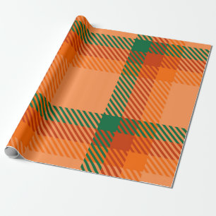 Green, Red, Orange and Beige Tartan Plaid Scottish Wrapping Paper