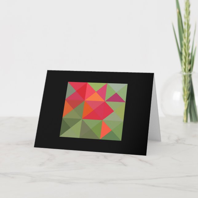 Green Red Orange Quilt Square Note Card (Front)