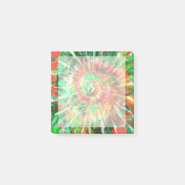 Green, Red, Orange Tie Dye Post-it Notes (Front)