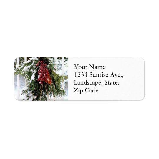 Green Red Pine Swag Winter Return Address Label
